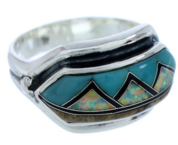 Multicolor Inlay Sterling Silver Ring Size 5-3/4 BW72335